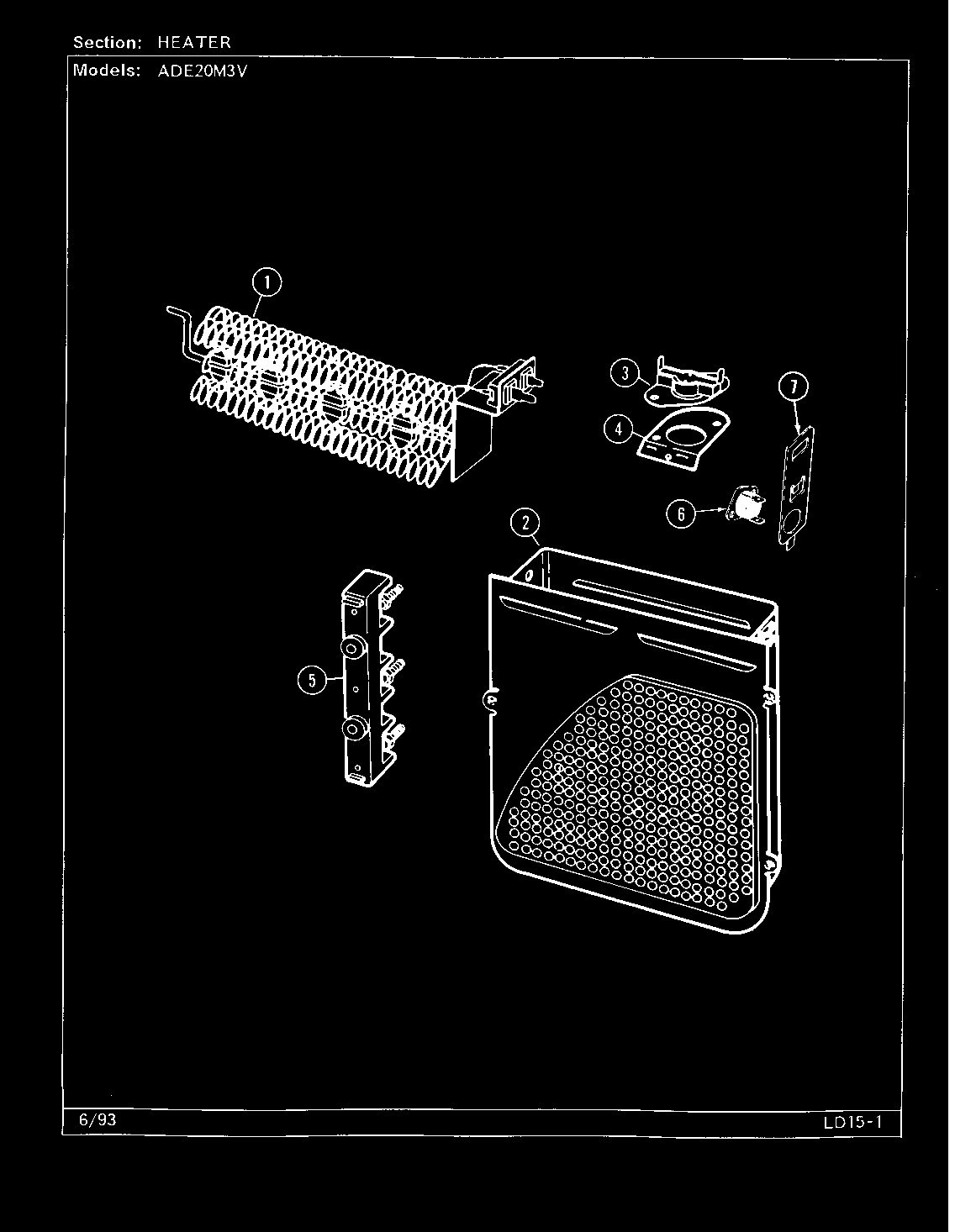 Admiral ADE20M3V heater diagram