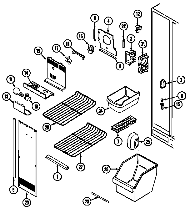Maytag GS20A83A freezer compartment (gs20a83v) diagram