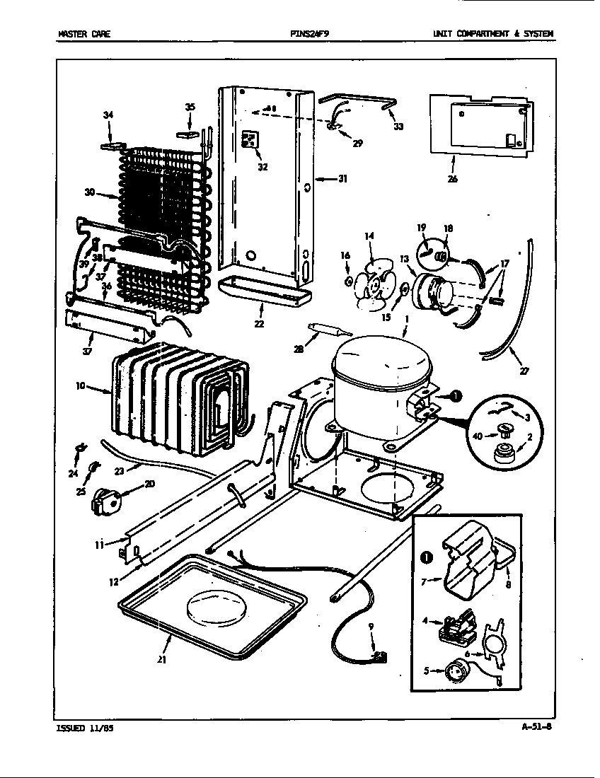 Admiral PINS24F9H/5L57A unit compartment & system diagram