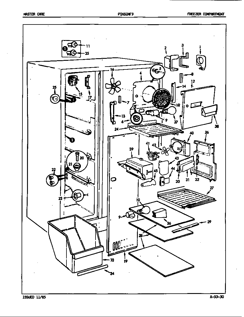 Admiral PINS24F9H/5L57A freezer compartment diagram