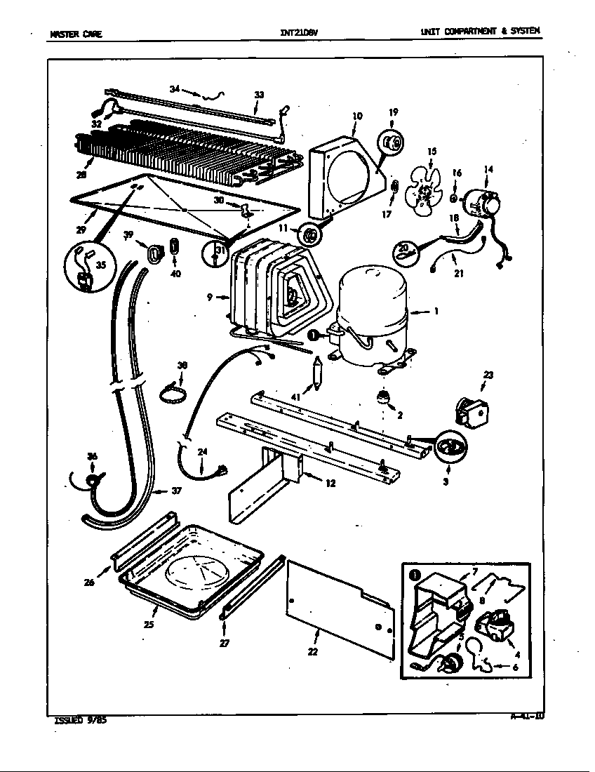 Admiral INT21D8A/5A77A unit compartment & system diagram
