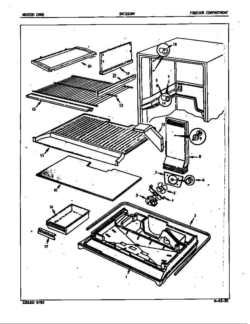 Admiral INT21D8A/5A77A freezer compartment diagram