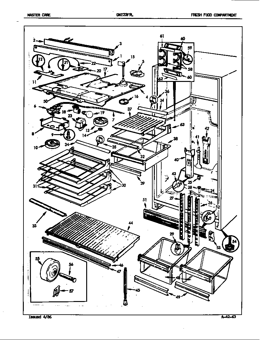 Admiral DNT22F9H/5B43A fresh food compartment diagram
