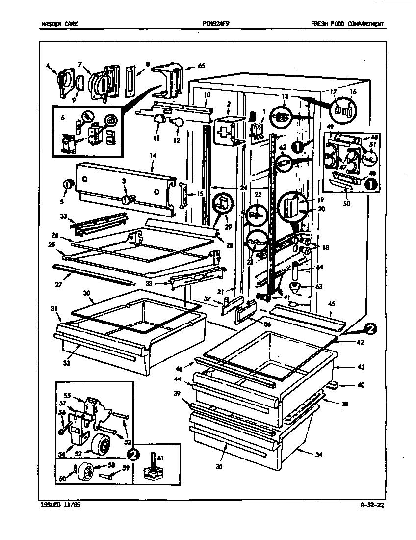 Admiral PINS24F9A/5L57B fresh food compartment diagram