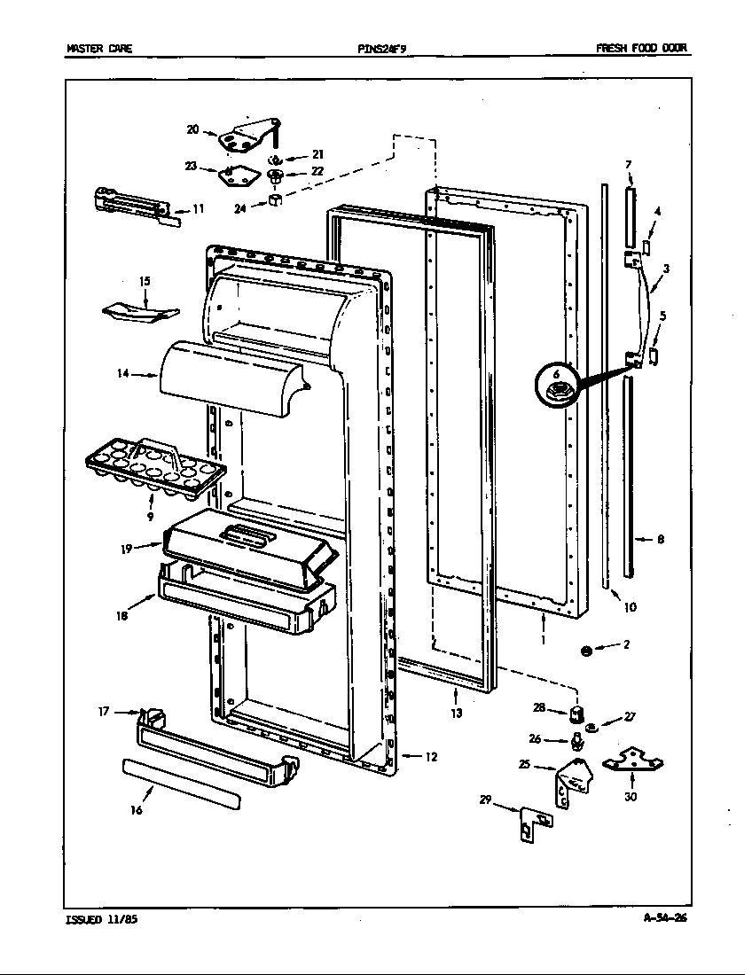 Admiral PINS24F9A/5L57B fresh food door diagram