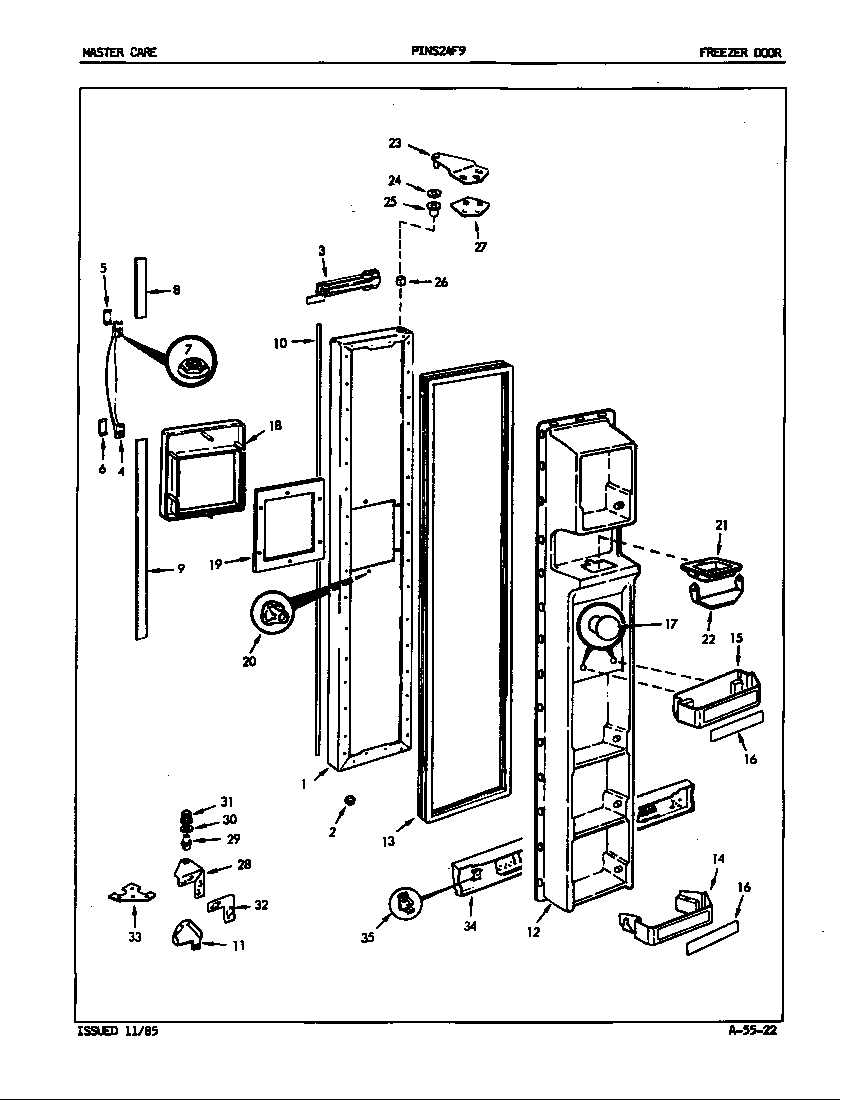 Admiral PINS24F9A/5L57B freezer door diagram