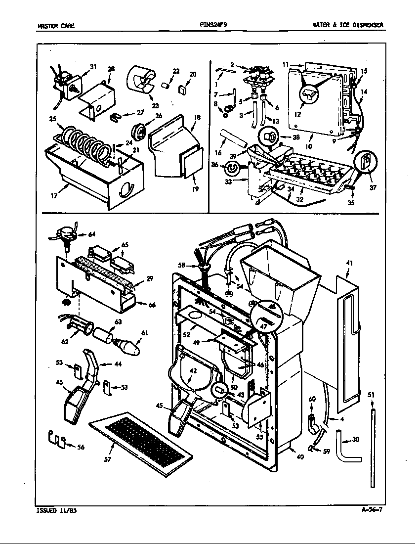 Admiral PINS24F9A/5L57B water & ice dispenser diagram
