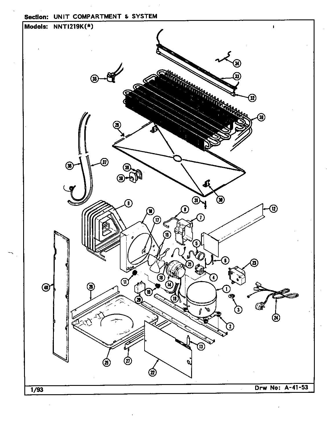 Norge NNTI219K/CC82A unit compartment & system diagram