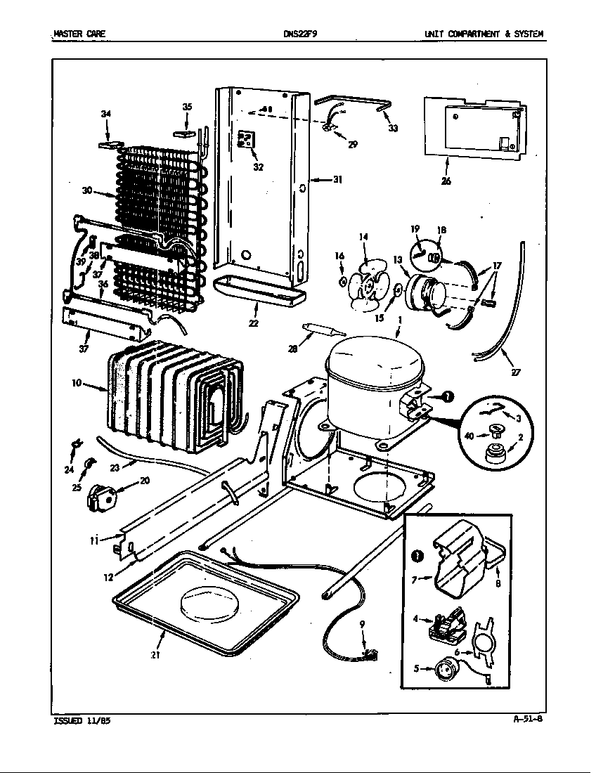 Admiral DNS22F9A/5L46A unit compartment & system diagram