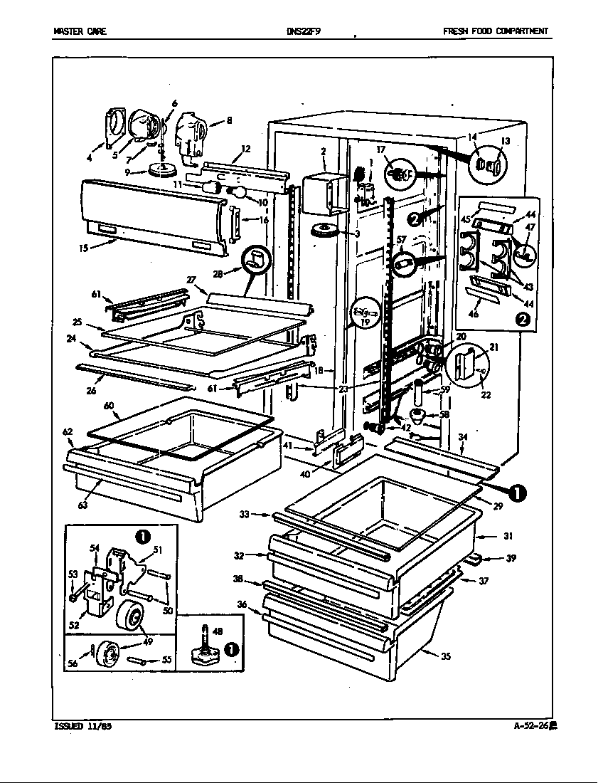 Admiral DNS22F9A/5L46A fresh food compartment diagram