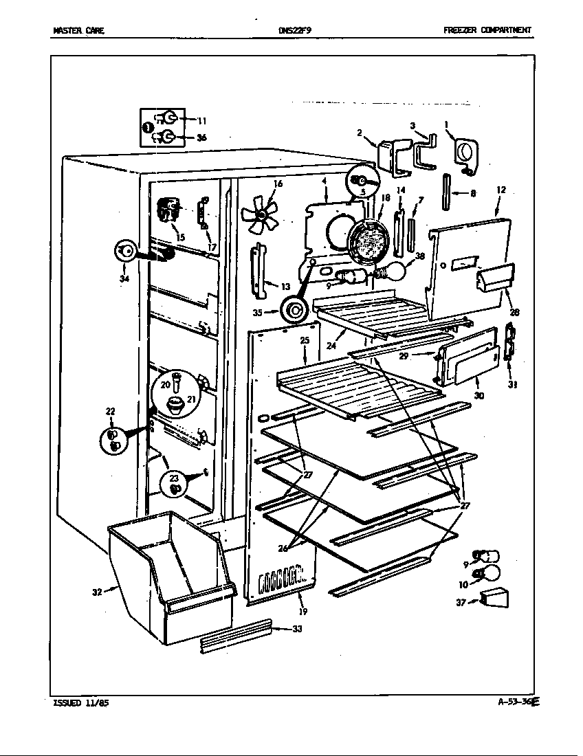 Admiral DNS22F9A/5L46A freezer compartment diagram