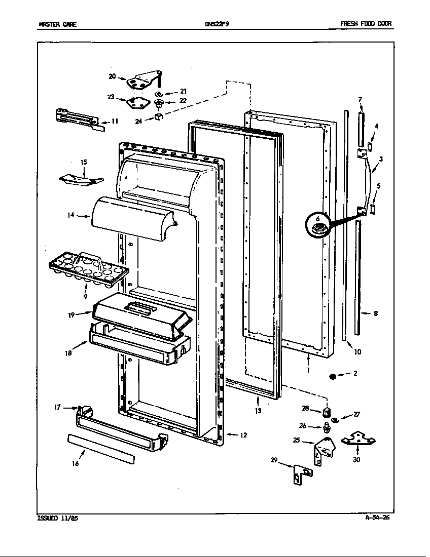 Admiral DNS22F9A/5L46A fresh food door diagram