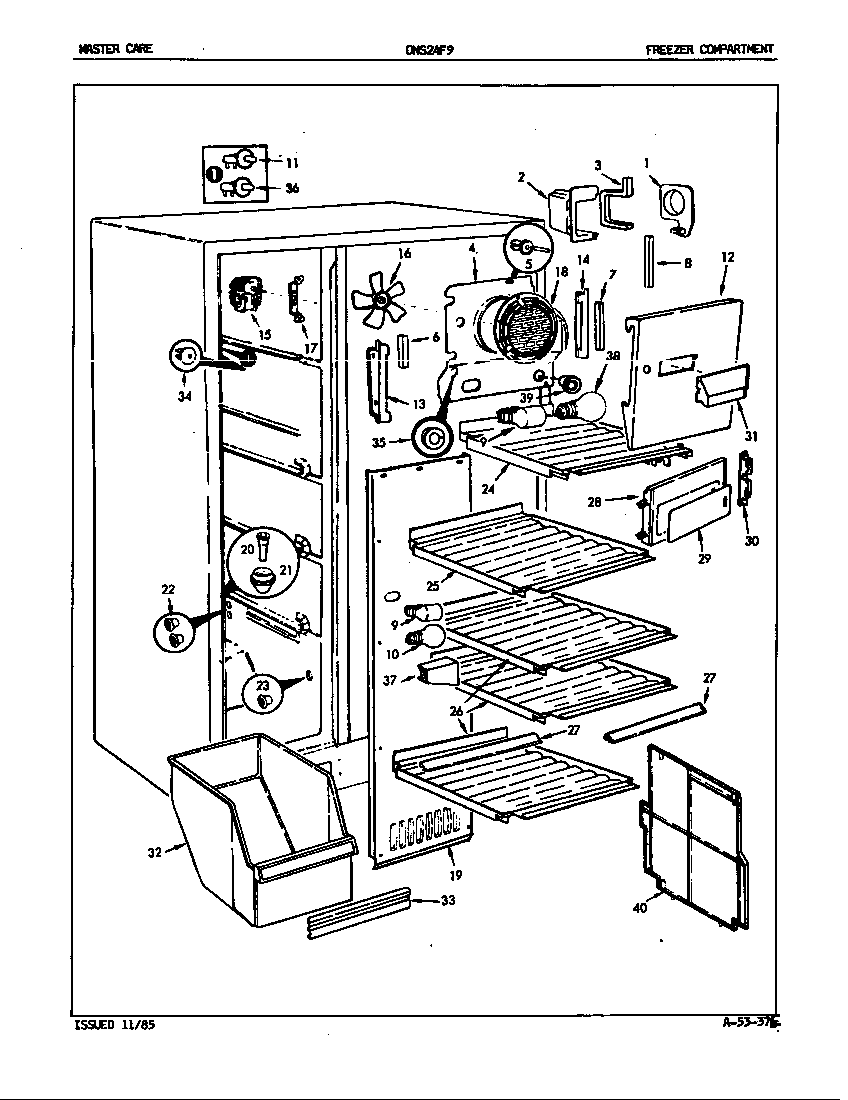 Admiral DNS24F9H/5L49A freezer compartment diagram