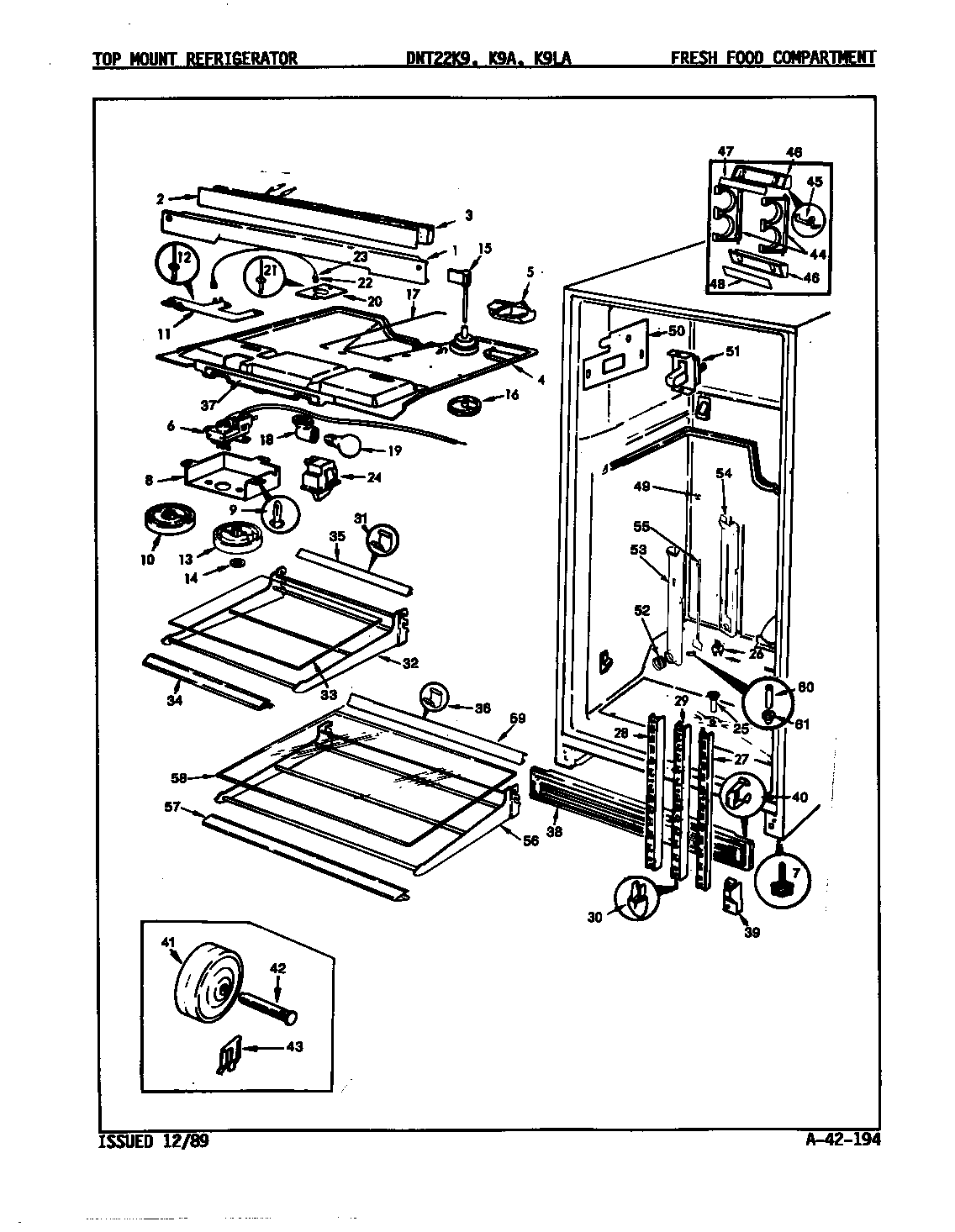 Admiral DNT22K9LA/9A98A fresh food compartment diagram