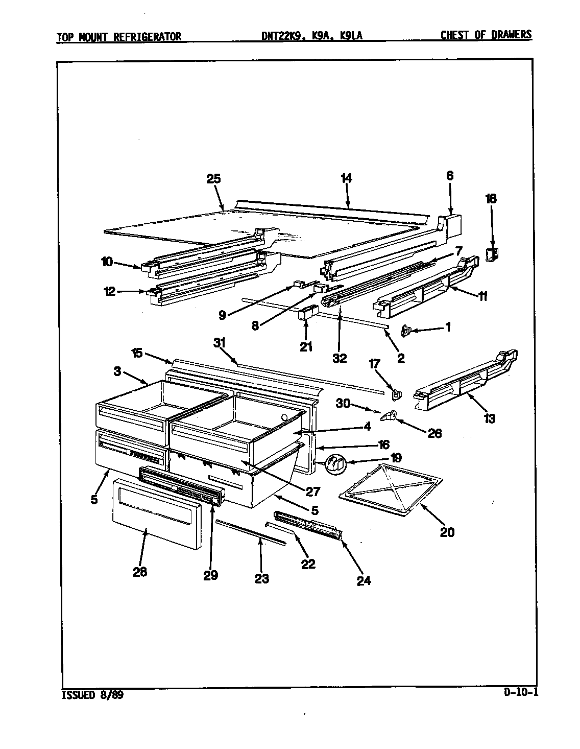 Admiral DNT22K9LA/9A98A chest of drawers diagram