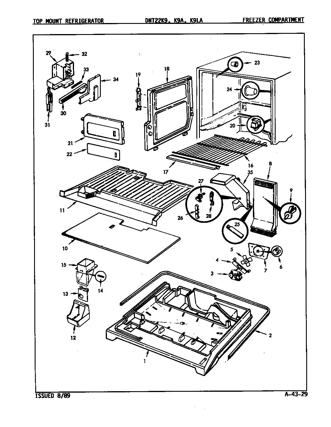 Admiral DNT22K9LA/9A98A freezer compartment diagram