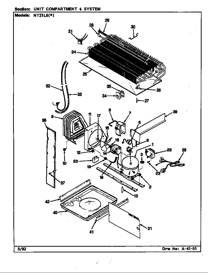 Admiral NT21L6W/CA77A unit compartment & system (nt21l6/ca77a) (nt21l6a/ca77a) (nt21l6h/ca77a) diagram