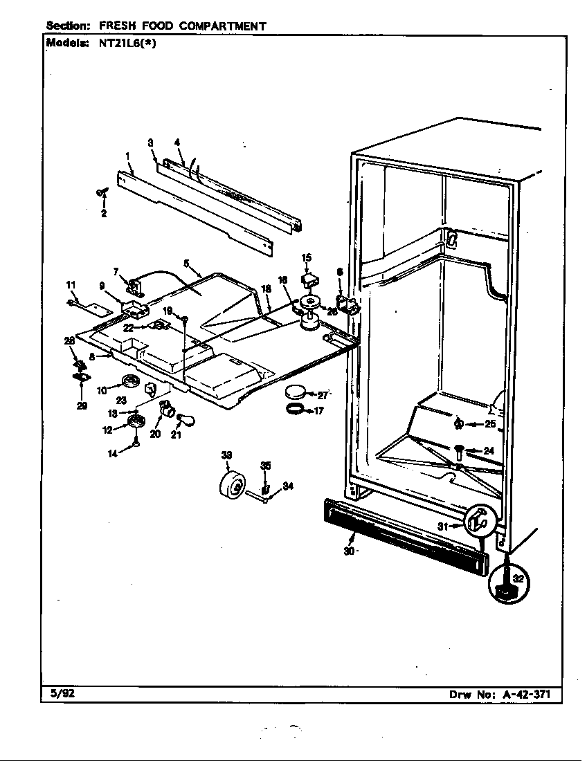 Admiral NT21L6W/CA77A fresh food compartment (nt21l6a/ca77a) (nt21l6h/ca77a) (nt21l6w/ca77a) diagram