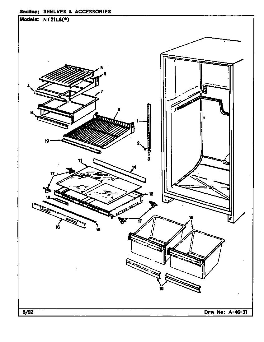 Admiral NT21L6W/CA77A shelves & accessories (nt21l6a/ca77a) (nt21l6h/ca77a) (nt21l6w/ca77a) diagram