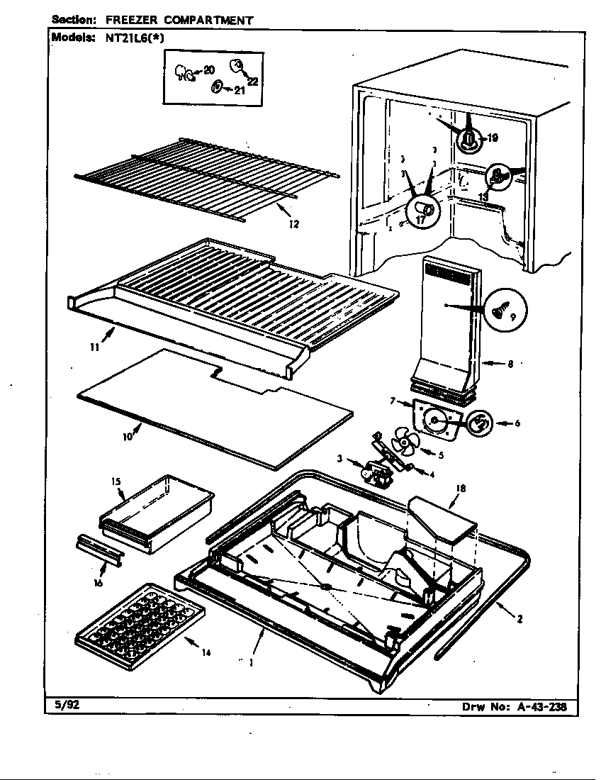 Admiral NT21L6W/CA77A freezer compartment (nt21l6a/ca77a) (nt21l6h/ca77a) (nt21l6w/ca77a) diagram