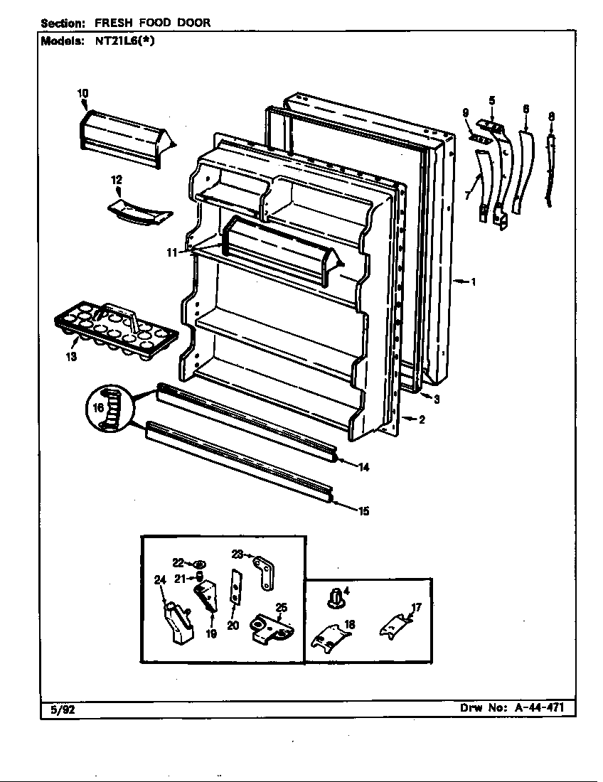 Admiral NT21L6W/CA77A fresh food door (nt21l6a/ca77a) (nt21l6h/ca77a) (nt21l6w/ca77a) diagram