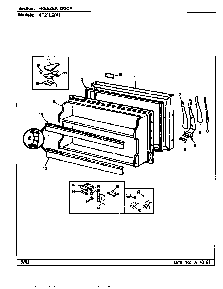 Admiral NT21L6W/CA77A freezer door (nt21l6a/ca77a) (nt21l6h/ca77a) (nt21l6w/ca77a) diagram
