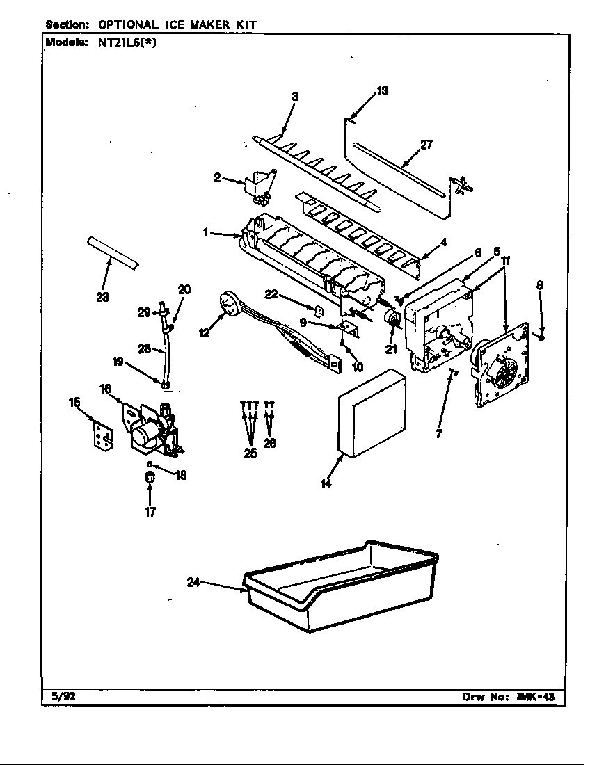 Admiral NT21L6W/CA77A optional ice maker kit (nt21l6a/ca77a) (nt21l6h/ca77a) (nt21l6w/ca77a) diagram