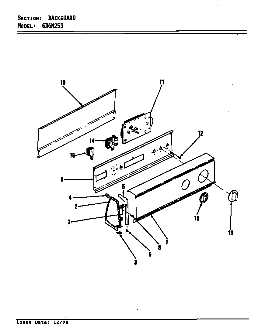 Maytag GDGM253H control panel (original) diagram