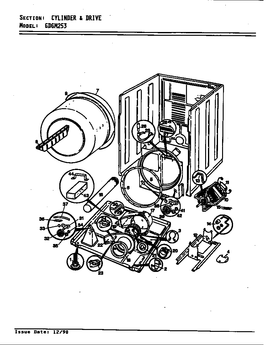 Maytag GDGM253H cylinder & drive (original) diagram