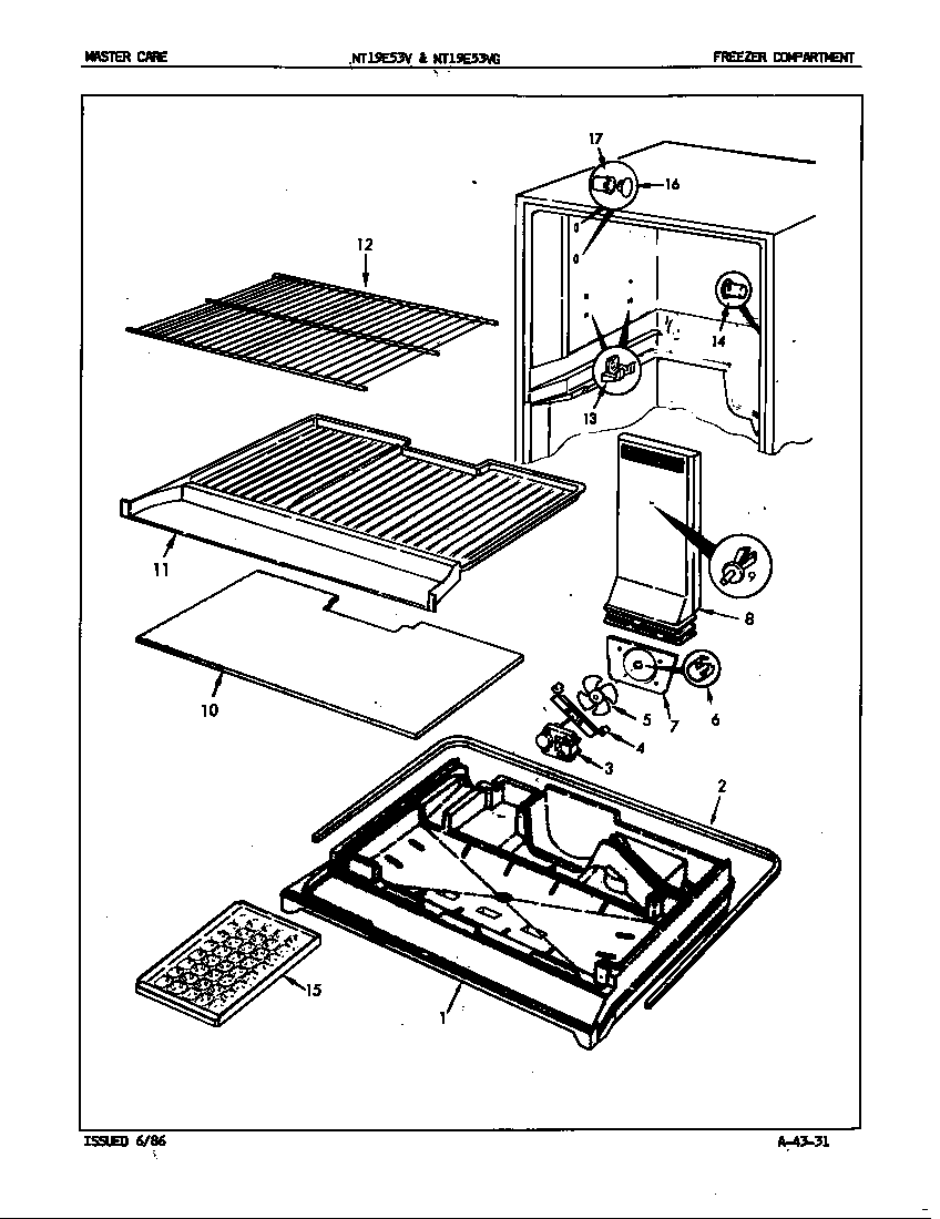 Admiral NT19E53VA/5D45A freezer compartment diagram