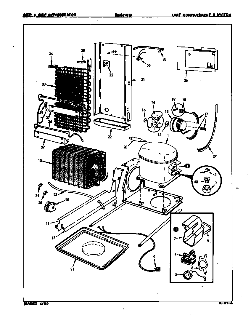 Admiral DNS24H9/8N58A unit compartment & system diagram