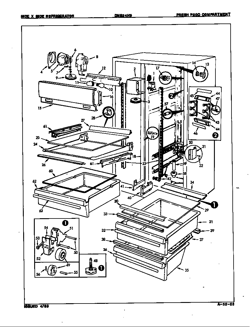 Admiral DNS24H9/8N58A fresh food compartment diagram