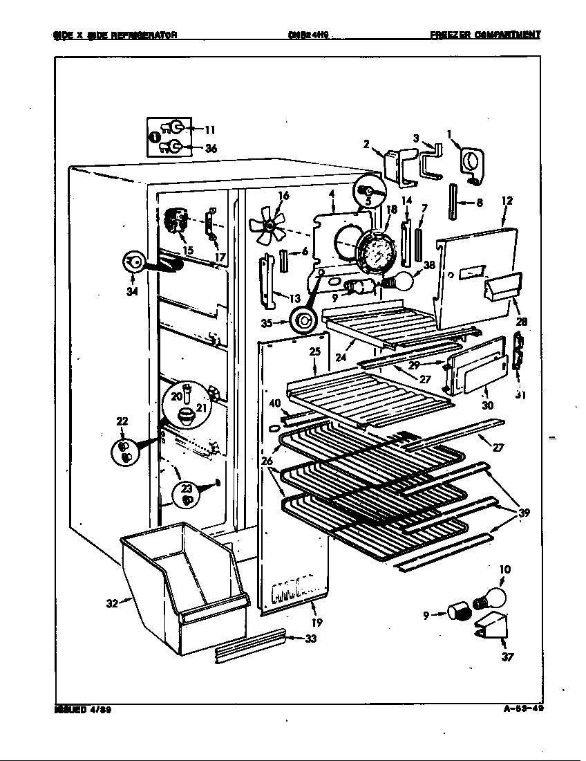 Admiral DNS24H9/8N58A freezer compartment diagram