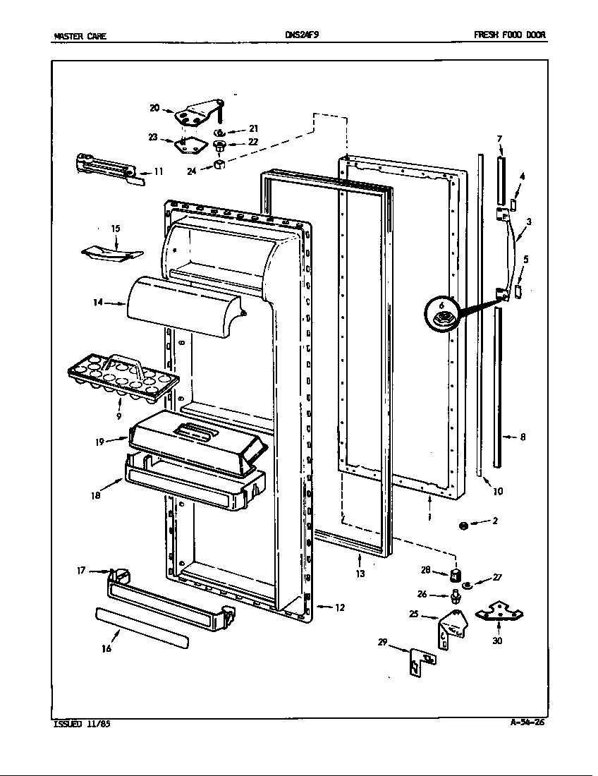 Admiral DNS24F9/5L49B fresh food door diagram