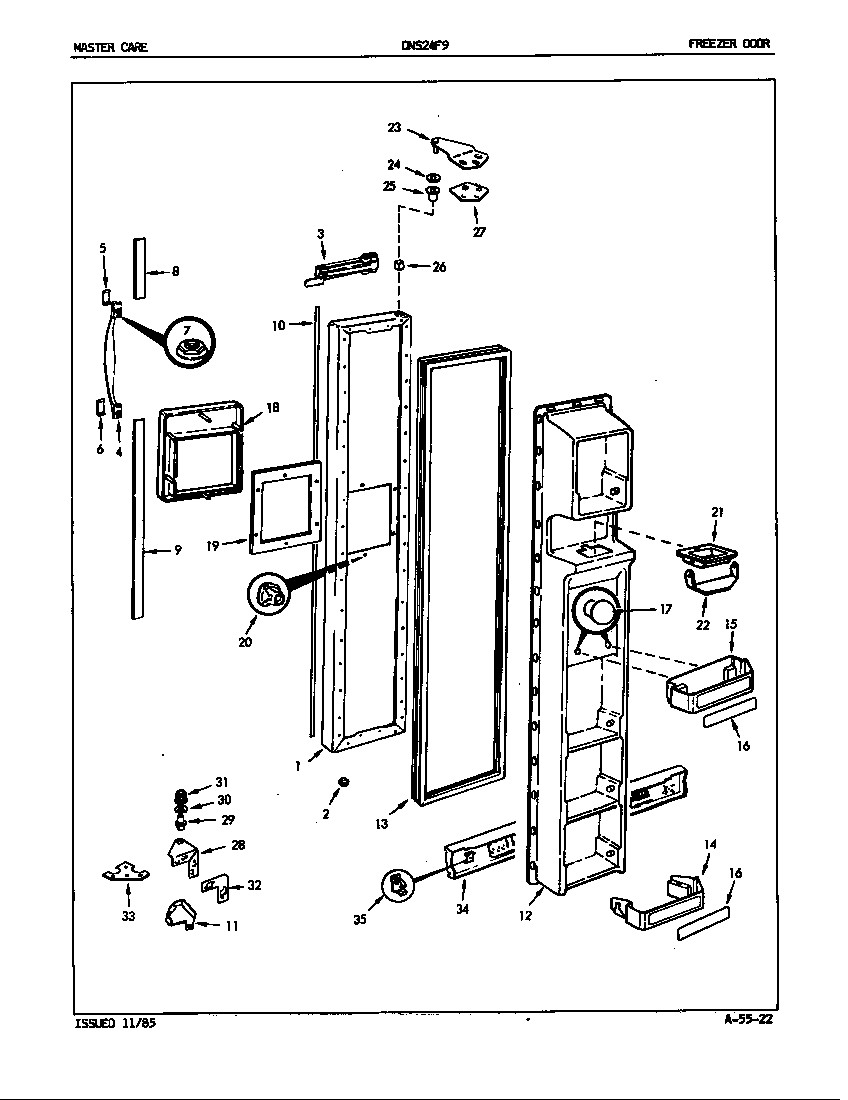 Admiral DNS24F9/5L49B freezer door diagram