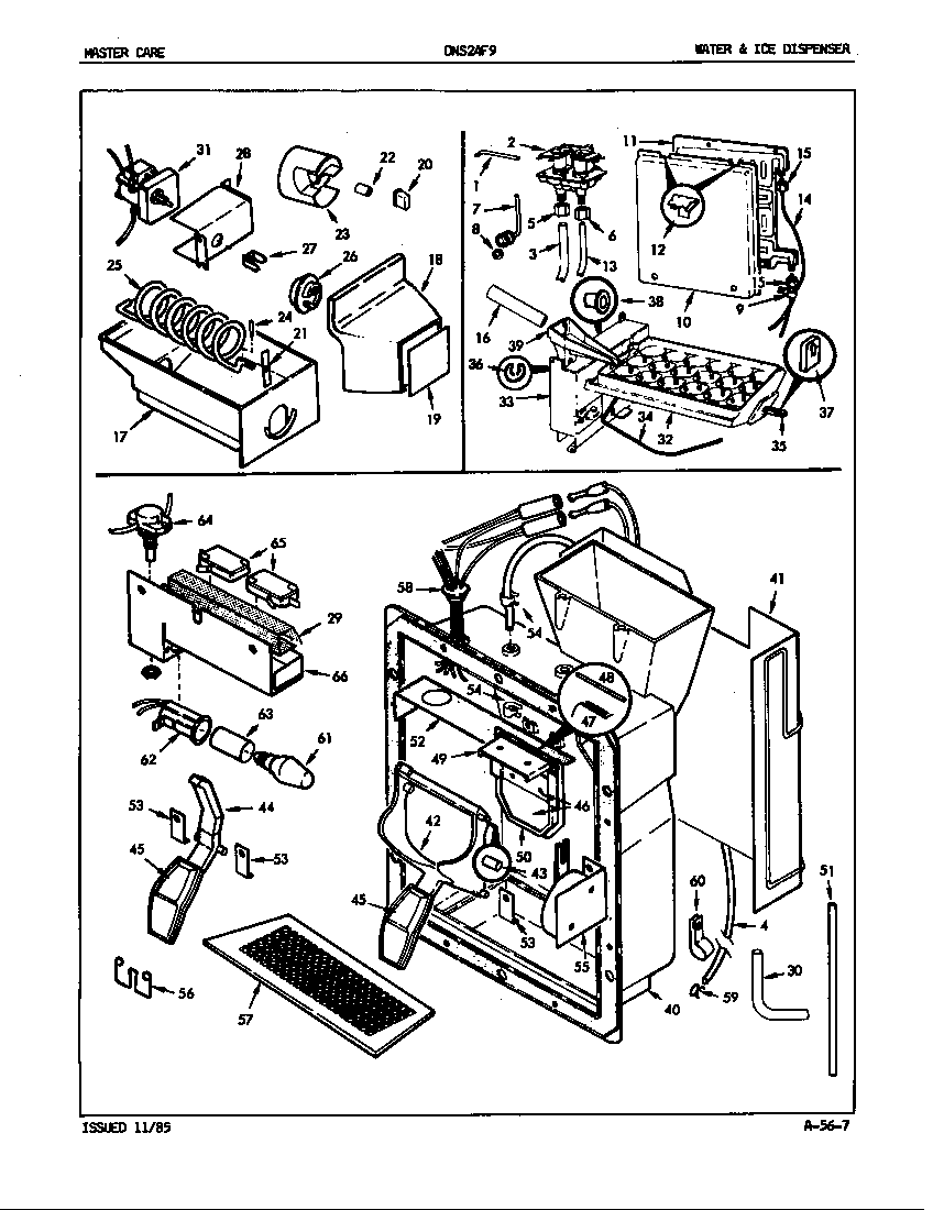 Admiral DNS24F9/5L49B water & ice dispenser diagram
