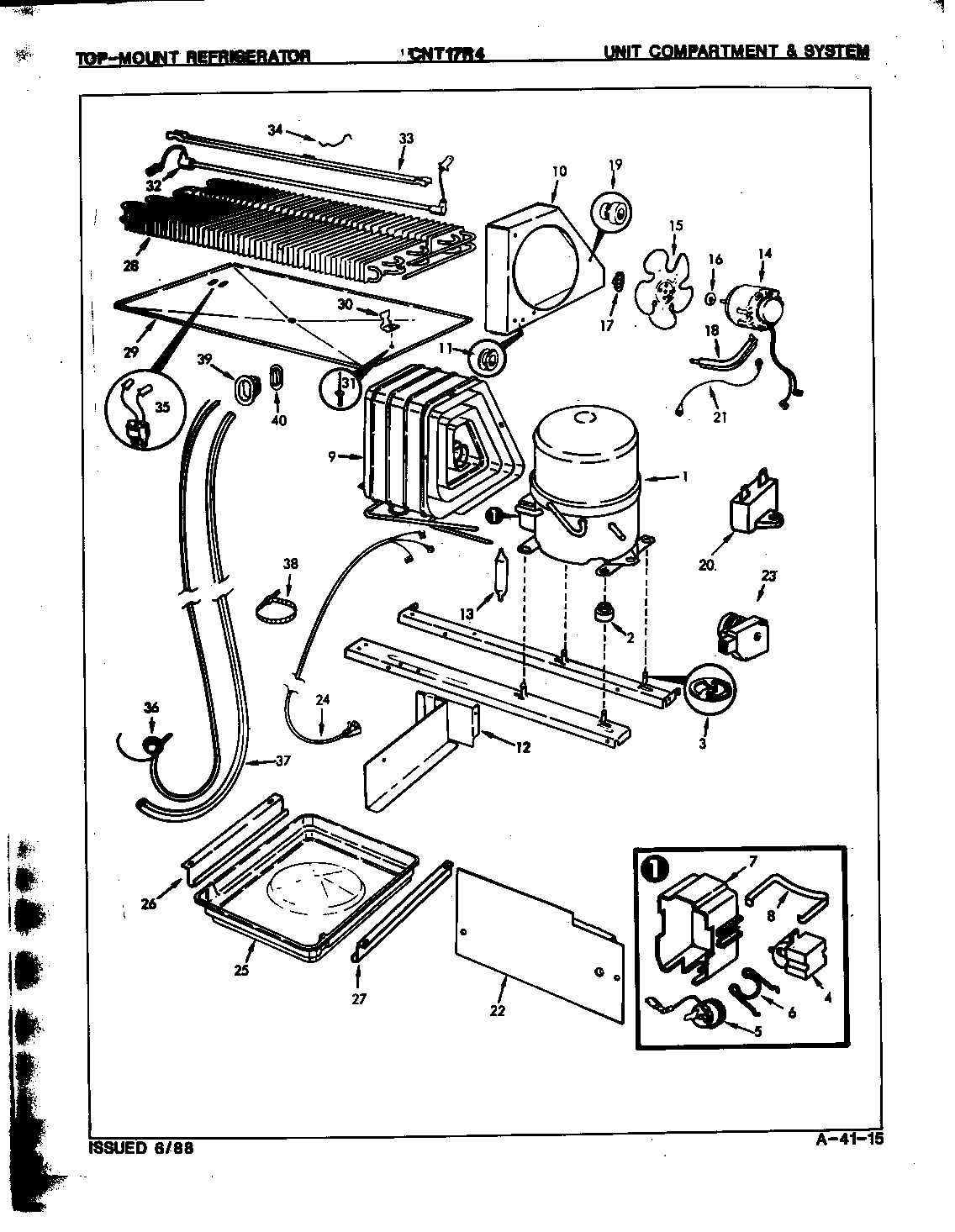 Crosley CNT17R4H/8A02A unit compartment & system diagram
