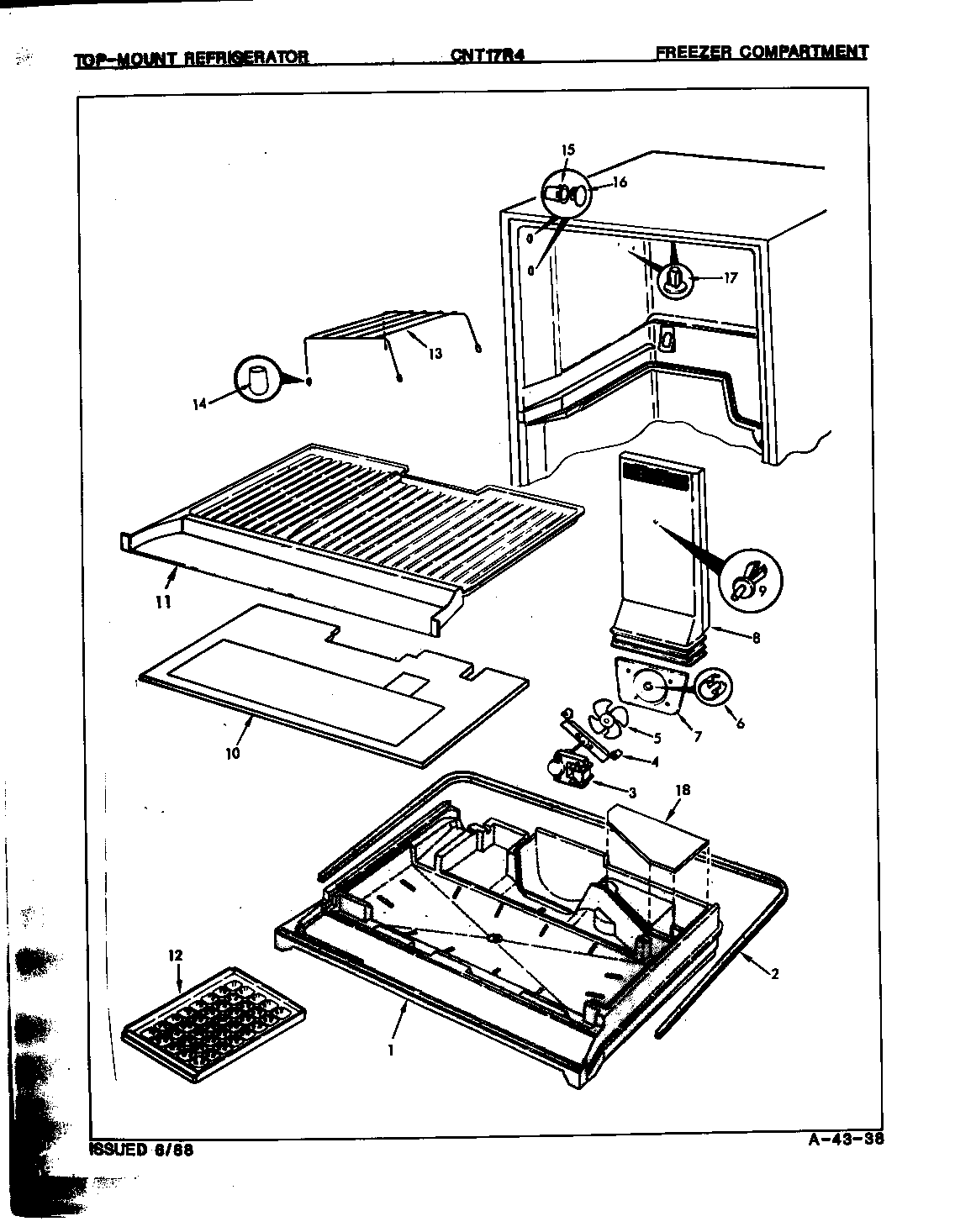 Crosley CNT17R4H/8A02A freezer compartment diagram