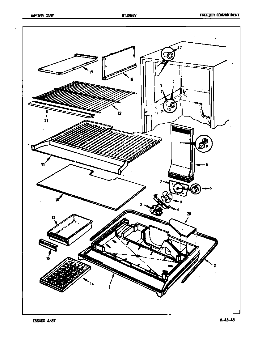 Admiral NT19B8V/5A74B freezer compartment diagram
