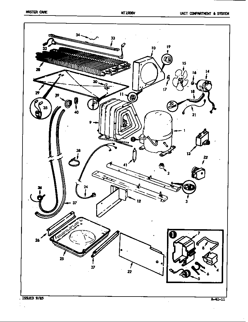 Admiral NT19B8VA/7A27A unit compartment & system diagram