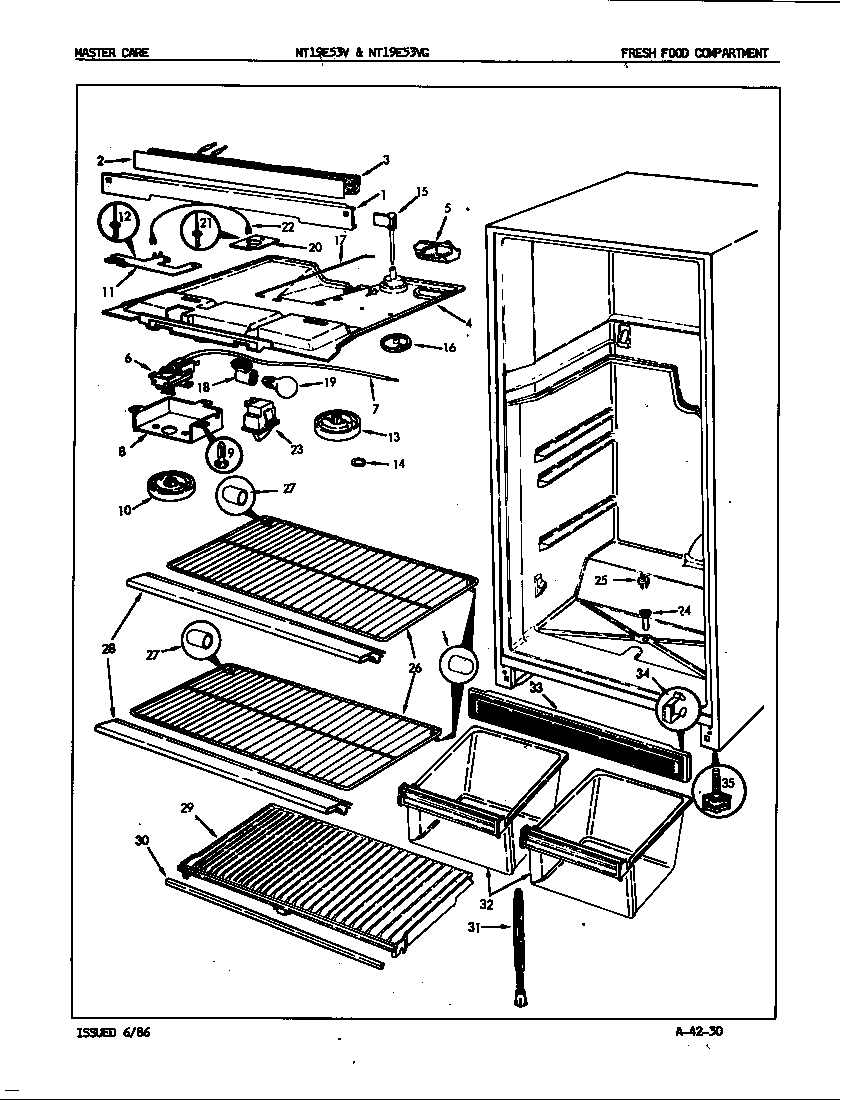 Admiral NT19E53VGA/5D51A fresh food compartment diagram