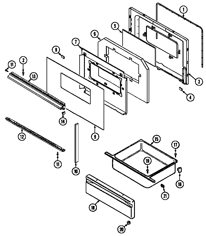 Admiral CREA450ACL door/drawer (series 10) diagram