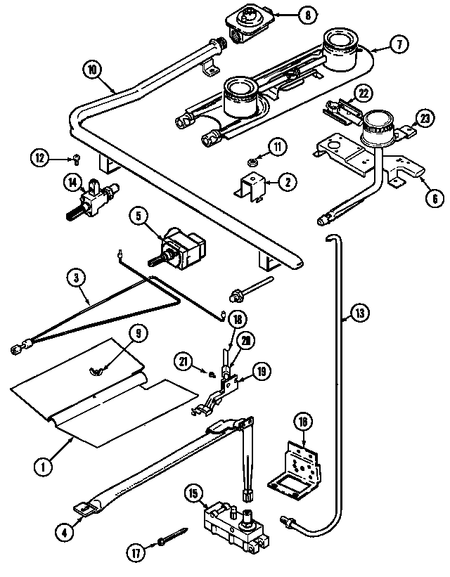 Maytag G4231WRWM4 gas controls diagram