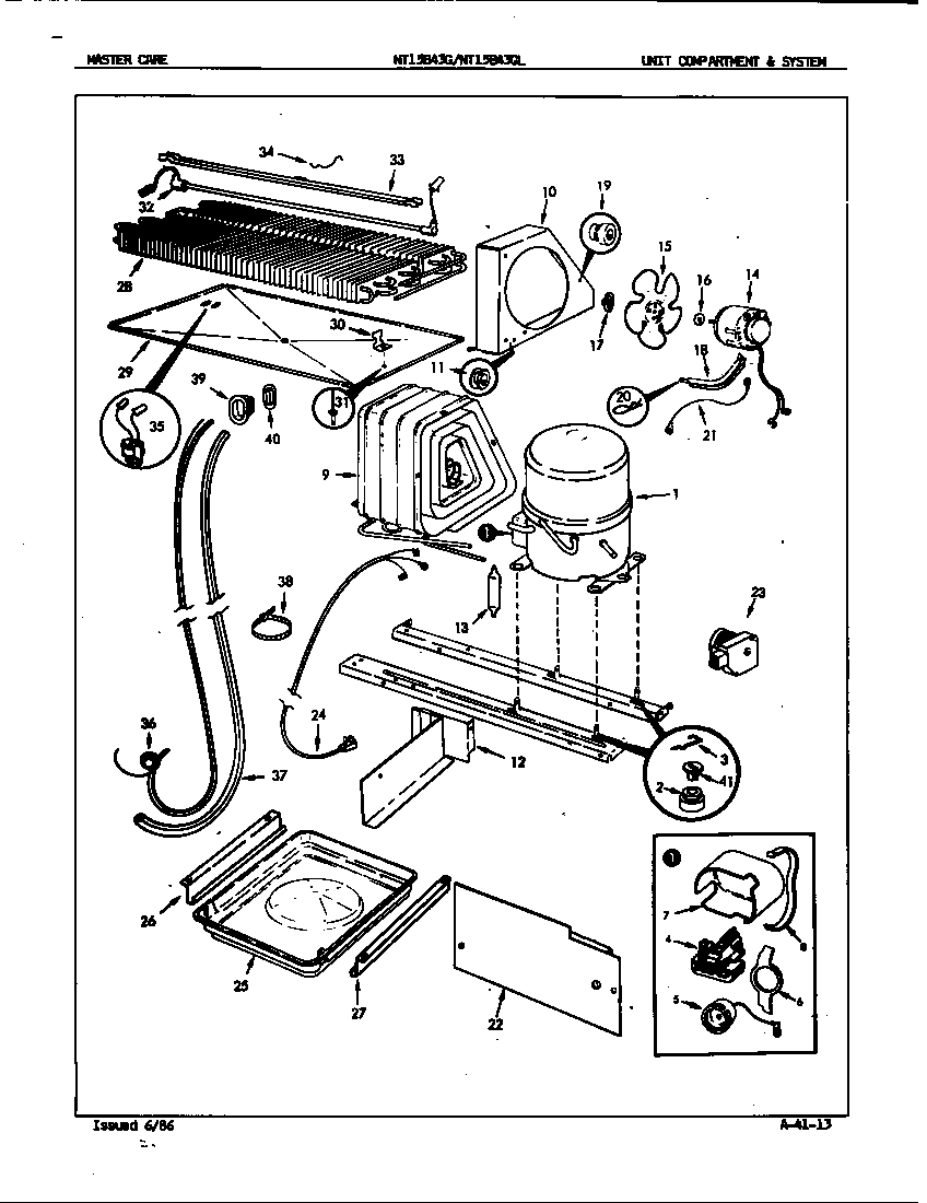 Admiral NT15B43GLA/5D76B unit compartment & system diagram