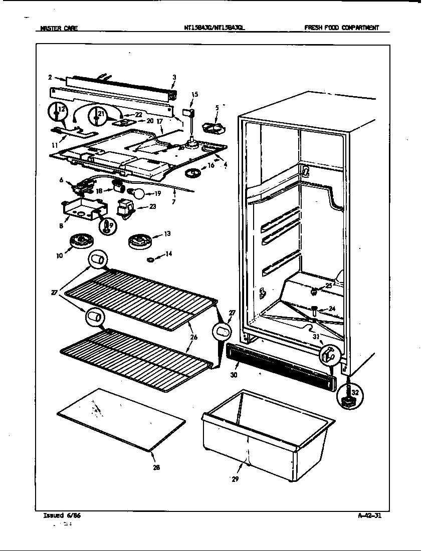 Admiral NT15B43GL/5D56B fresh food compartment diagram