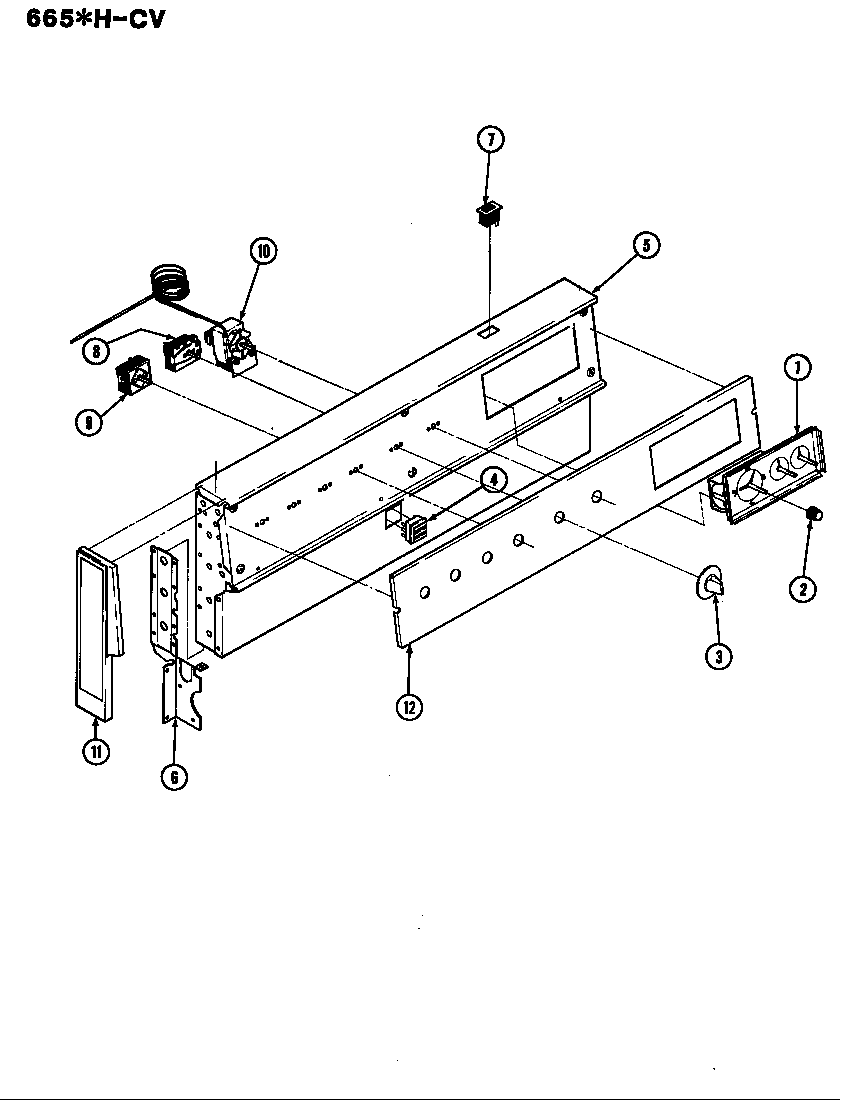 Admiral 665WH-CV control panel diagram