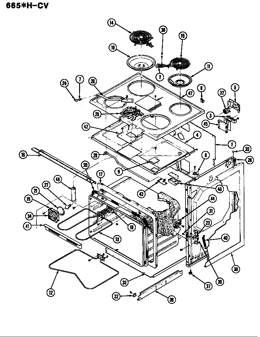 Admiral 665WH-CV body diagram