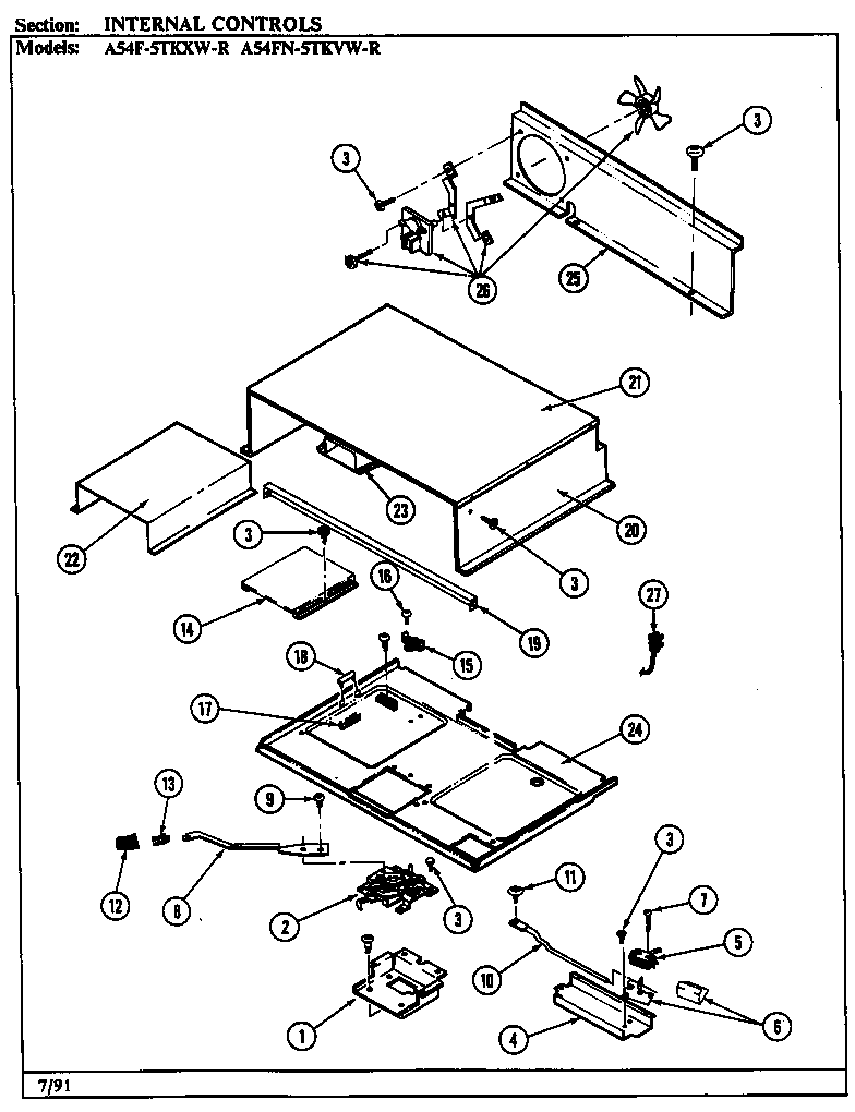 Admiral A54F-5TKXW-R internal controls diagram