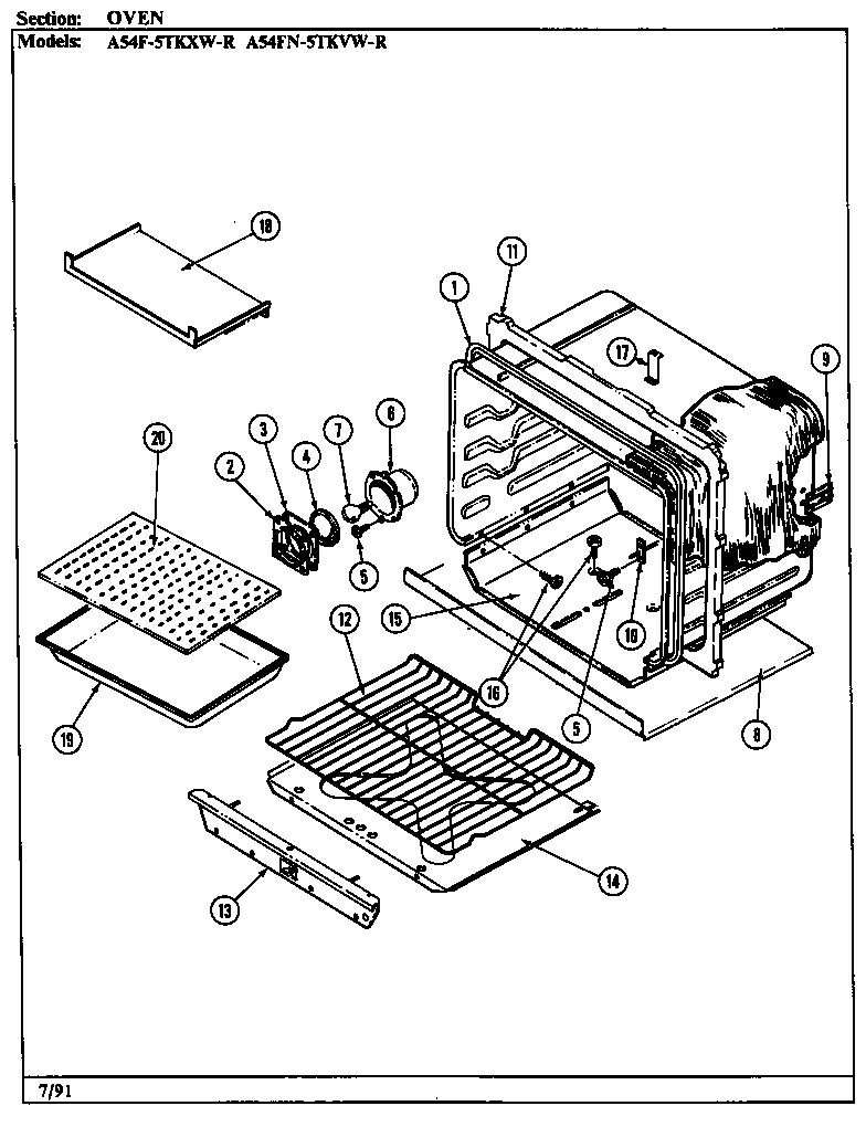 Admiral A54F-5TKXW-R oven diagram