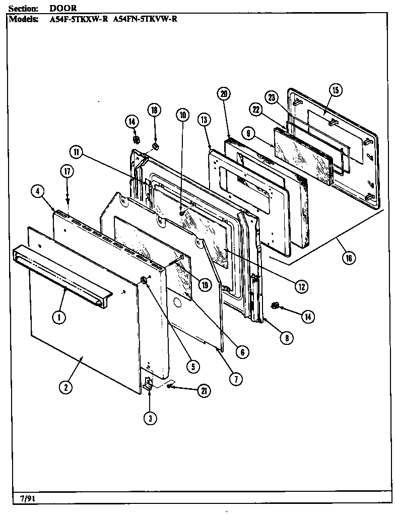 Admiral A54F-5TKXW-R door diagram